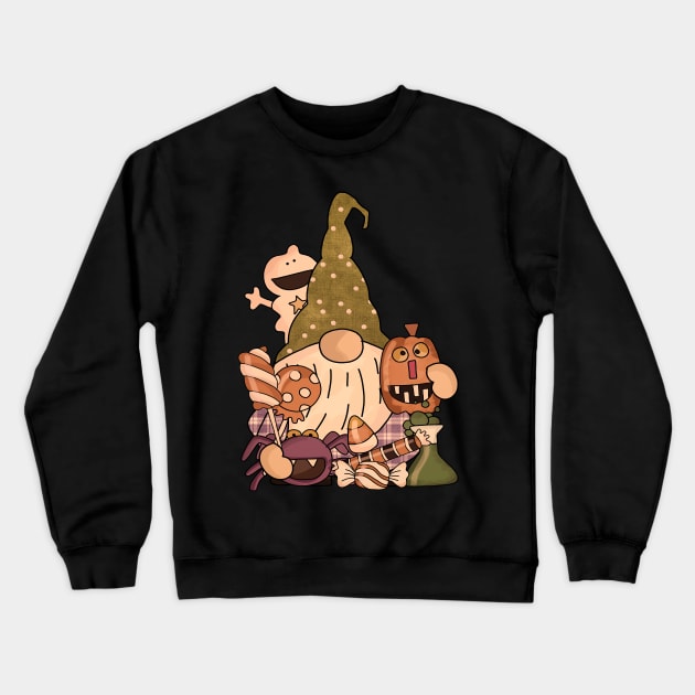 Vintage Retro Halloween Gnomes Pumpkin Candies Crewneck Sweatshirt by koolteas